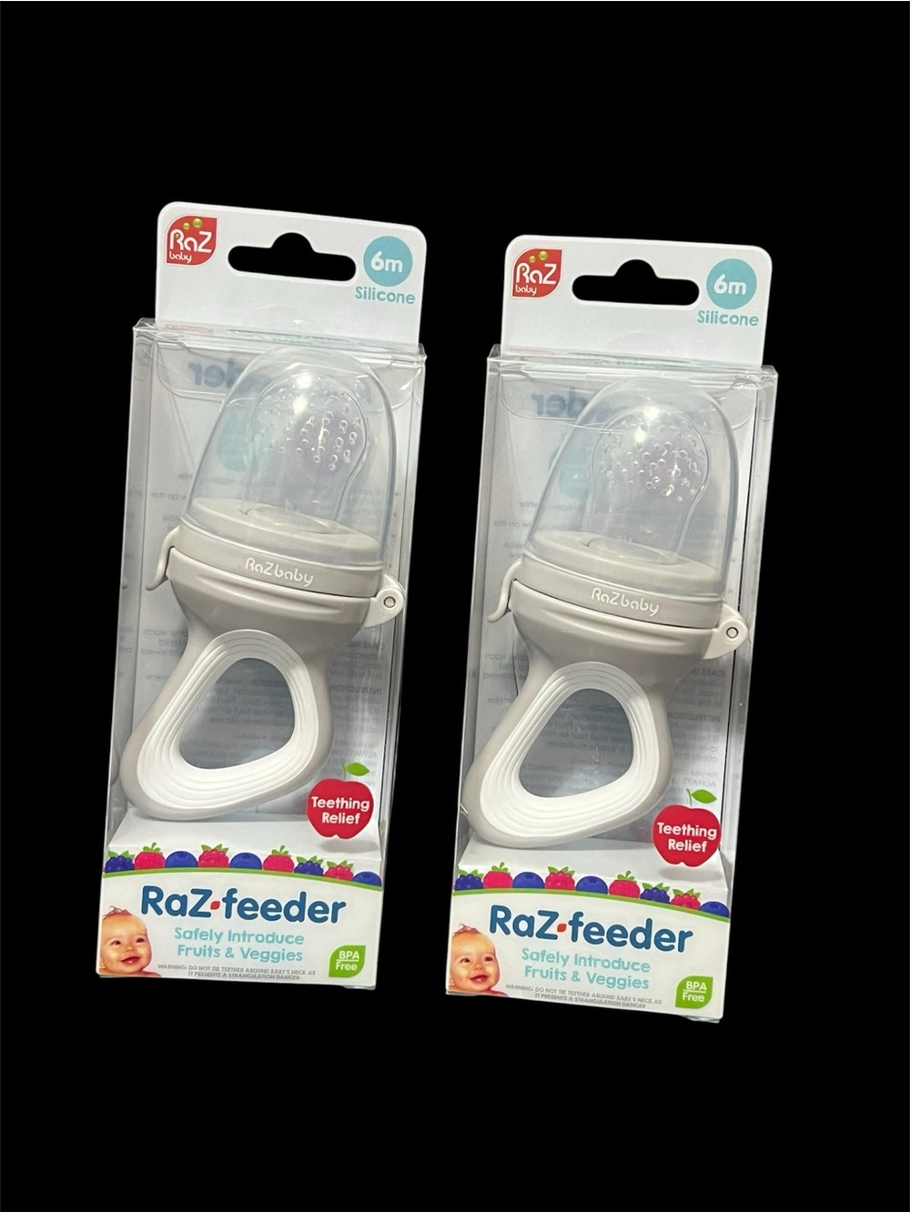 Raz-Feeder Silicone Baby Feeder - White free BPA  safety for fruits & vegetables